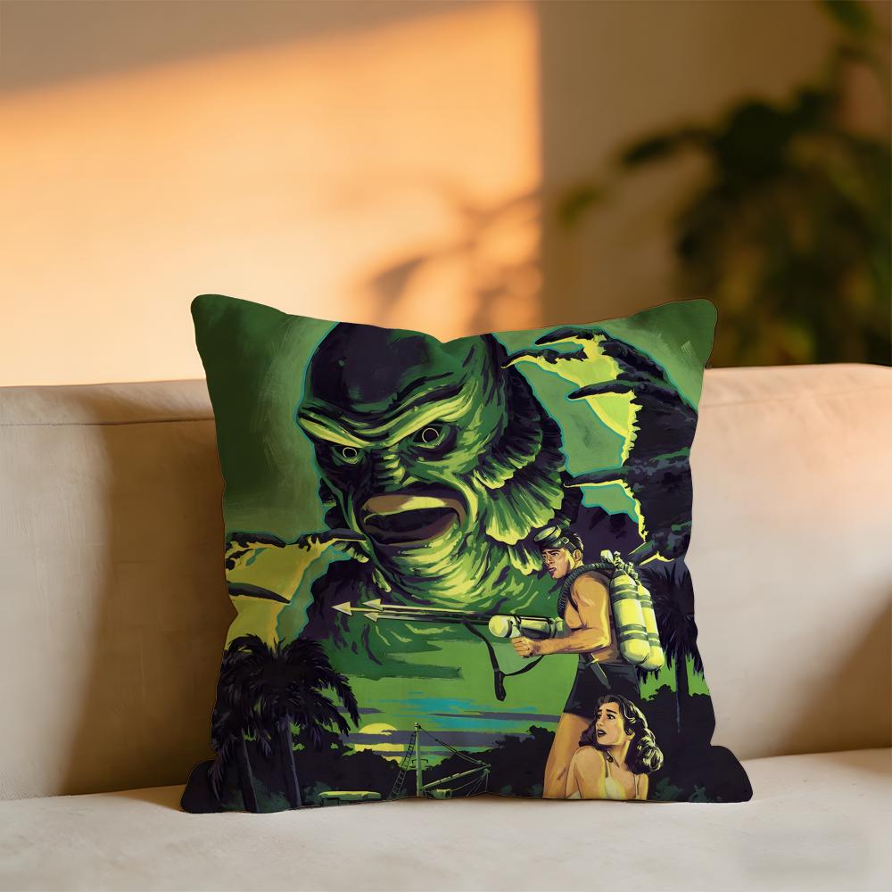 The Creature From The Black Lagoon Cushion Cover Cozy Velvet Throw PillowSoft Warm Cushion For Sofa Bed