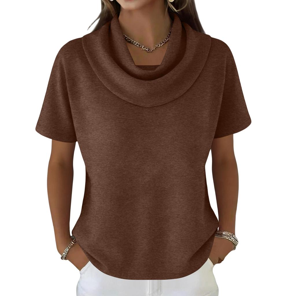 Women's Casual And Fashionable Round Neck Short Sleeved Color Top Sweater