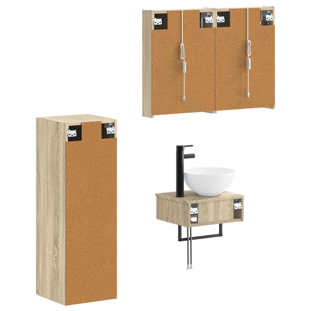 Bathroom Cabinet Set 4 pcs Sonoma Oak 43 x 11.5 x 60.5 cm