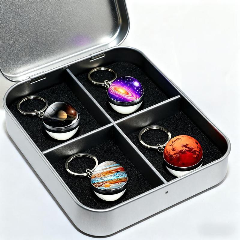 1PC Round Luminous Pendant with Ring Graduation Gift Planetary Earth Keychain Car Glow-in-the-Dark Durable Dual-Sided Cute