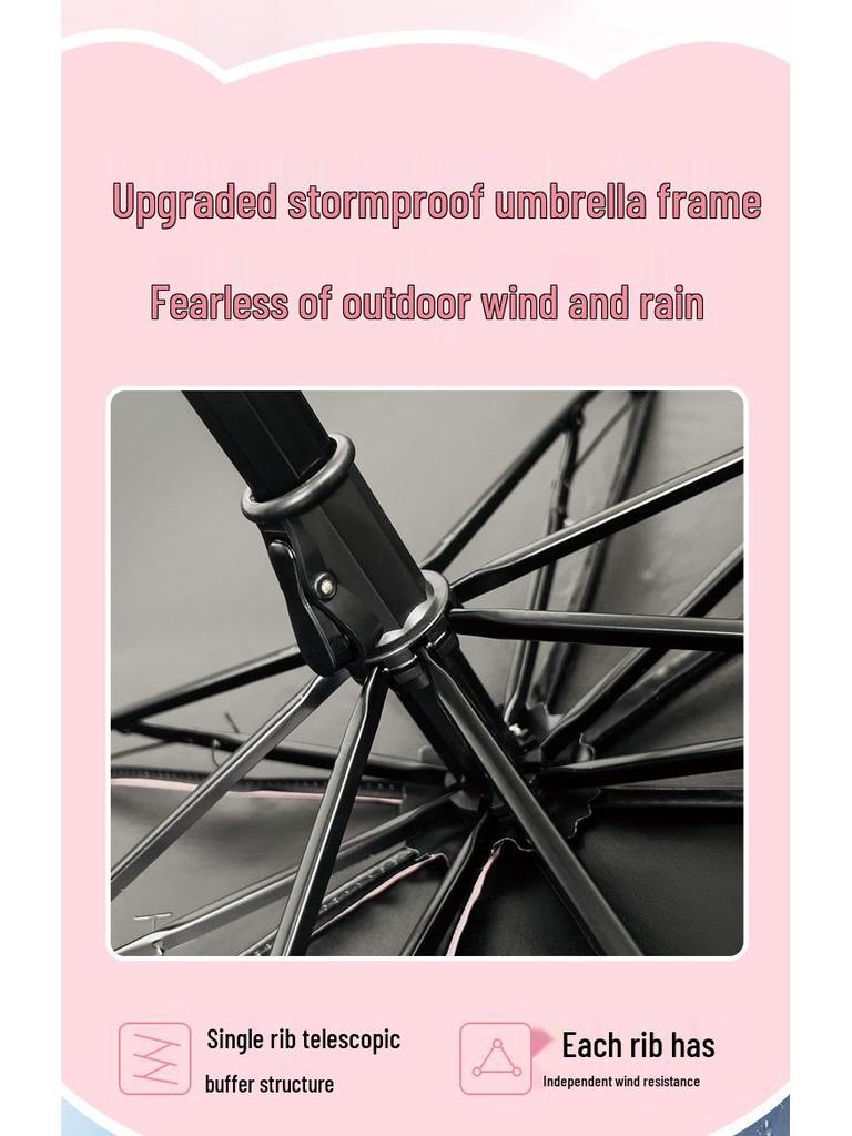 My Little Pony Cartoon Anti-UV Three-Fold Umbrella – Black, Dual-Use for Sun and Rain