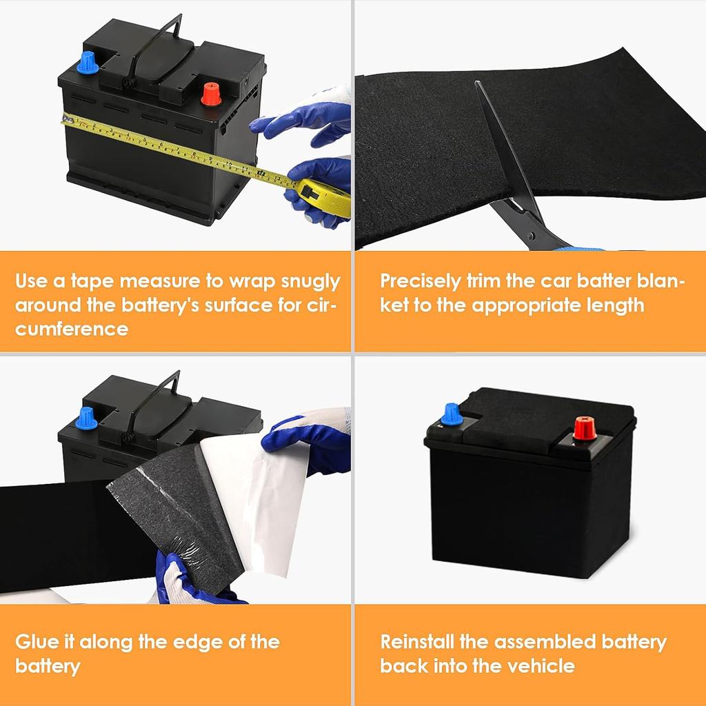 7" X 59" Car Battery Ulation Kit, Car Battery Wrap Blanket With Self-Adhesive Backing, Resistant To Extreme Temperatures, Fits Universal Vehicle