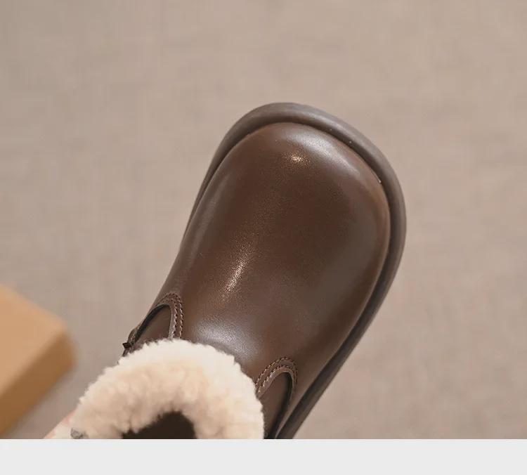 Zimní chlupaté bavlněné boty 2024 s velvetovou podrážkou pro dívky - Krátké, měkké a pohodlné pro děti