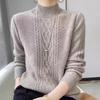 Pullover Women's Half Turtleneck Sweater with Thick Casual Knitted Sweater Solid-colored Loose Warm Top for Autumn and Winter