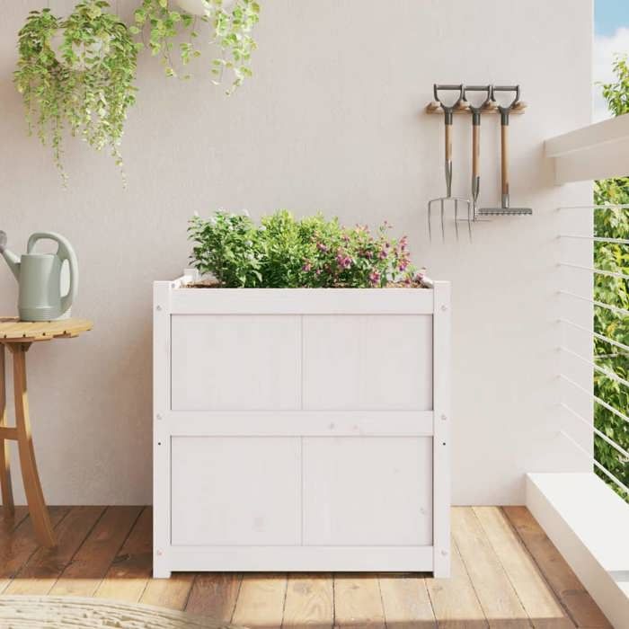 VidaXL Outdoor Planter White 70x70x70 Cm Solid Pine Wood 837435