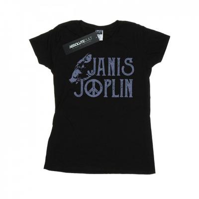 Camiseta feminina/feminina de algodão com logo Janis Joplin