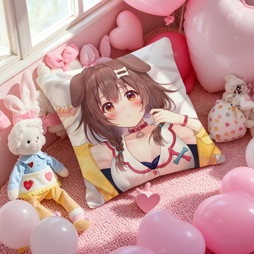Anime Singer INUGAMI KORONE Cushion Cover Pattern Printed Pillowcase for Living Room Sofa Cushion Cover & Bedroom Decor