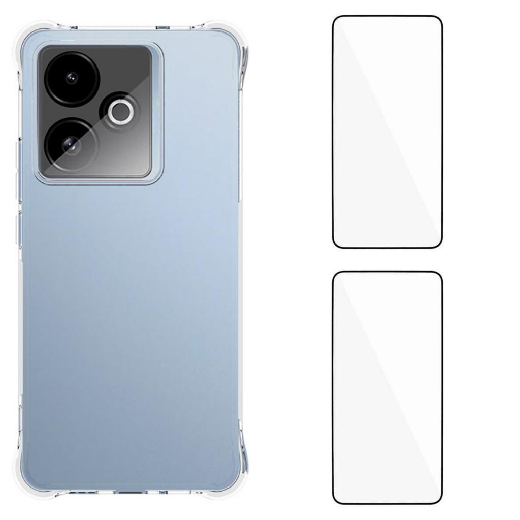 For Realme GT 7T 5G TPU Case WANLONFENG WL2 Series 2.0mm Phone Cover with 2Pcs Tempered Glass Films