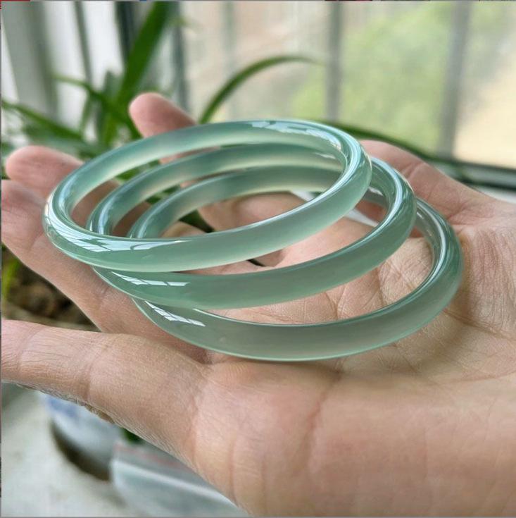 6 мм натуральный масляный синий халцедон браслет модный браслет с изумрудом женский — фото 8