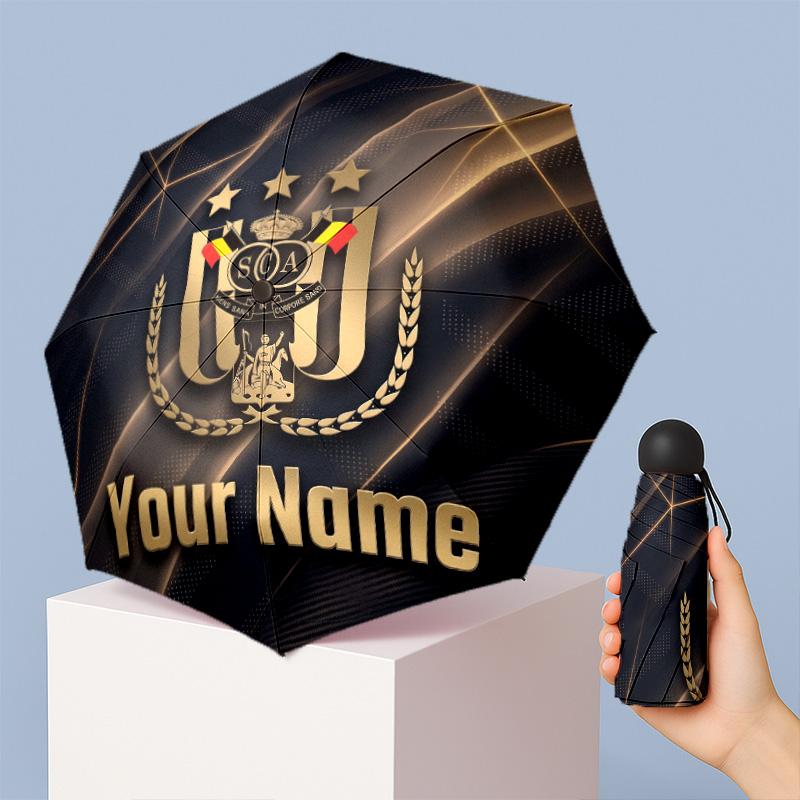Anderlecht FC Manual Five Fold 8 Rib Umbrella Support Custom Text, Lightweight Travel Umbrella