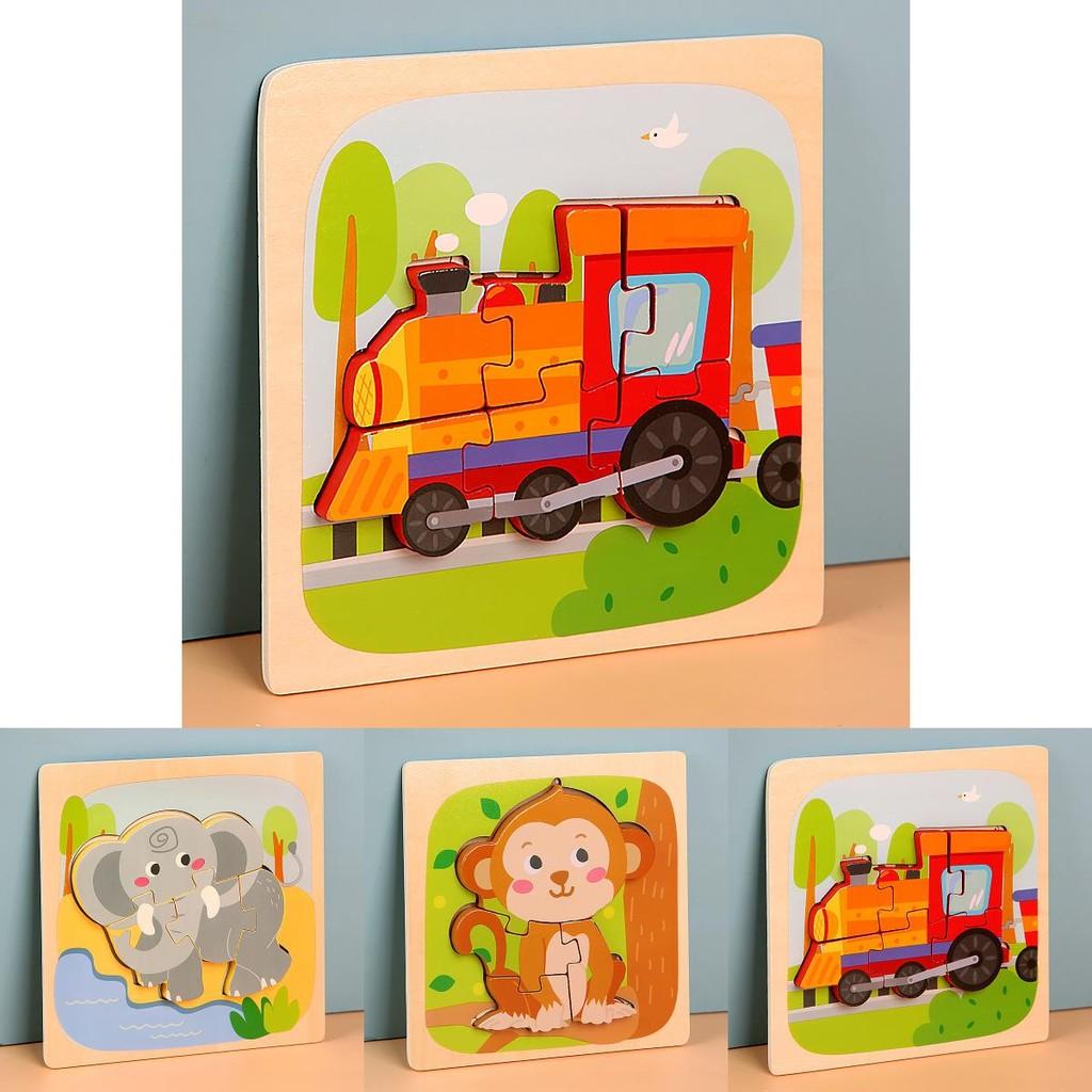 Wooden Toddler 3d Puzzle With Animal Matching And Interlocking Blocks For Early Education