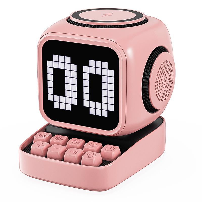 Little Magic Cube Smart Bluetooth Speaker with Magnetic Wireless Charger, Alarm Clock, White Noise, and Retro Design