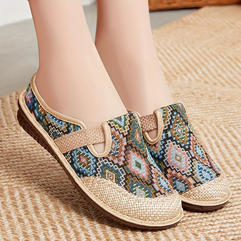 Order A Size Up Women's Casual Slip-On Flats, Breathable Fabric Upper with Rubber Sole, All-Season