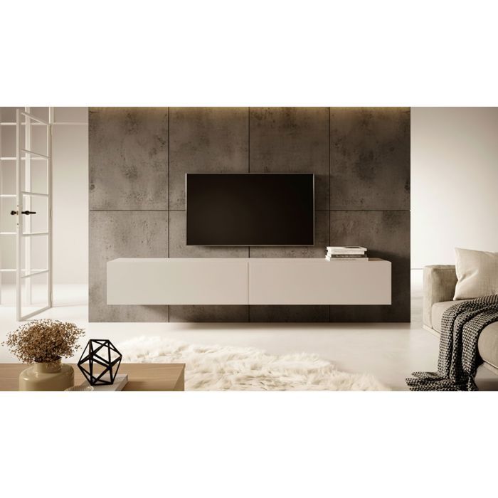 Meuble TV 2 Portes - BALEO - 200 Cm - Greige