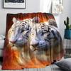 White Tiger Print Flannel Blanket, High Quality Comfortable for All Seasons, Home Decor, Warmth and Comfort, Perfect for Christmas Gifts