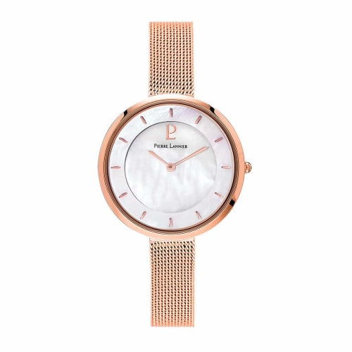 

Pierre Lannier Liberty Watch with Shell and Mesh Strap (P076G998), Women s, Officially Imported, Pink Gold