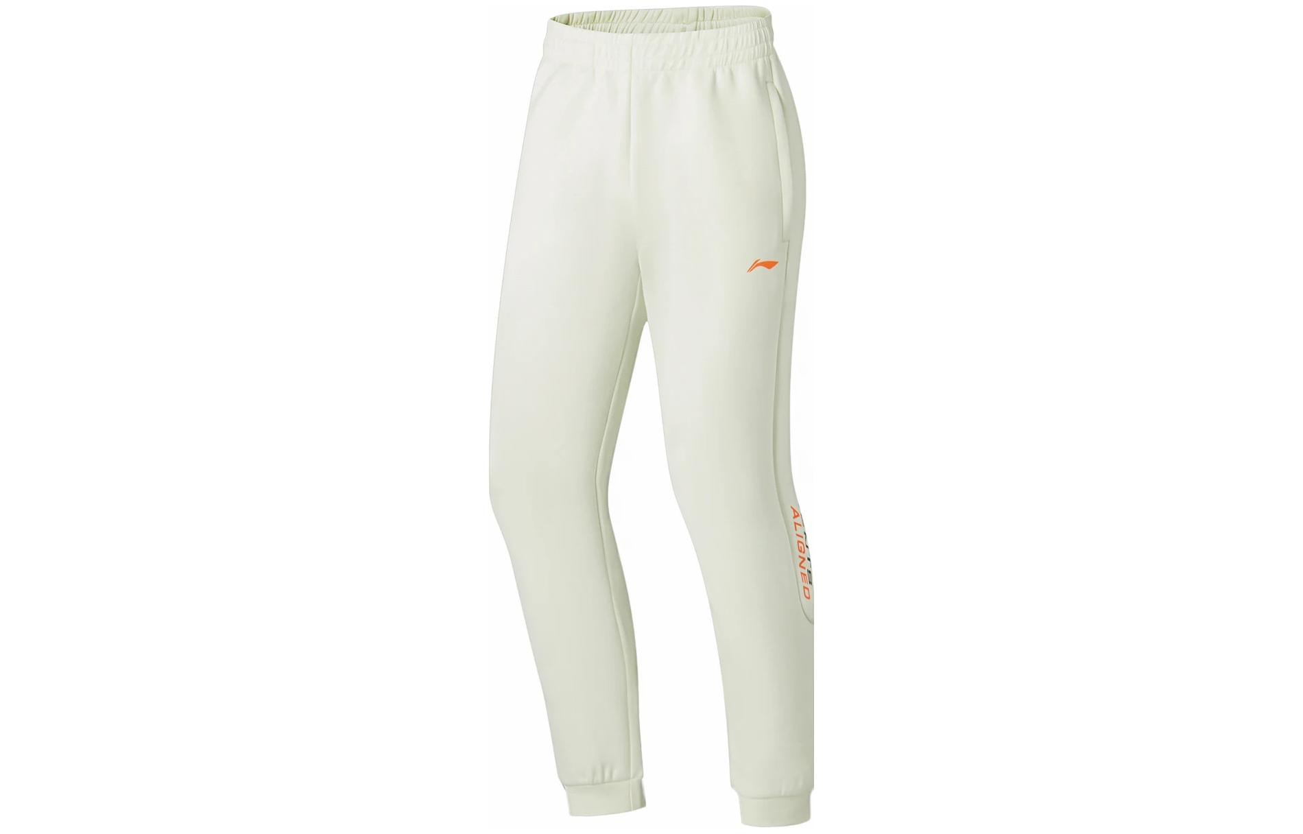 Li Ning Fitness Series Knitted Sweatpants Unisex Cream White AKLT051-3 XXL