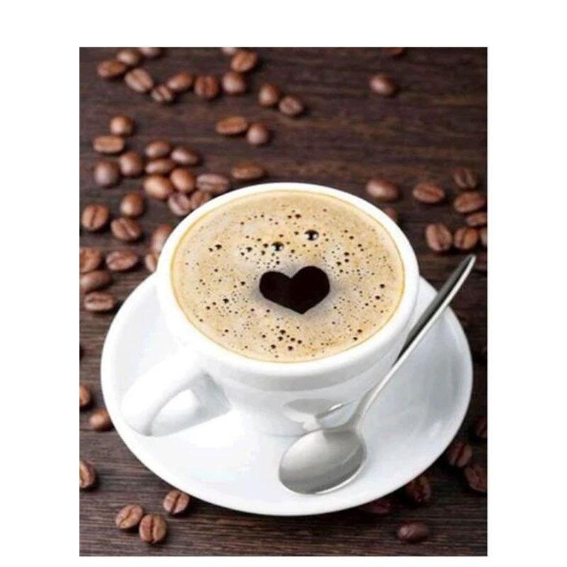 5D Diy Diamond Painting Coffee Dessert Full Round Diamond Art Embroidery Mosaic Still Life Home Decoration 40x50cm
