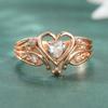 Sparkling Inlaid White CZ Heart Women's Ring Exquisite Rose Gold Color Hand Carving Daily Wear Party Jewelry Anniversary Gift