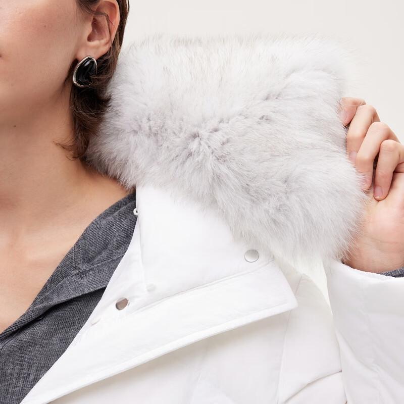 ONLY Women's Detachable Fur Collar Goose Down Puffer Jacket