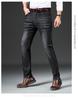 Hengyuanxiang Herren Schwarze Elastische Straight-Leg Jeans - Trendige, Waschbare und Strapazierfähige Freizeithosen für Herbst und Winter.