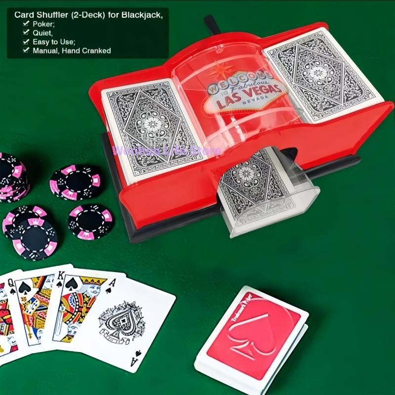 Manual Card Shuffler for Poker Game 2 Decks Playing Card Shuffler Home Portable Handheld Mixer for Board Game Casino Party