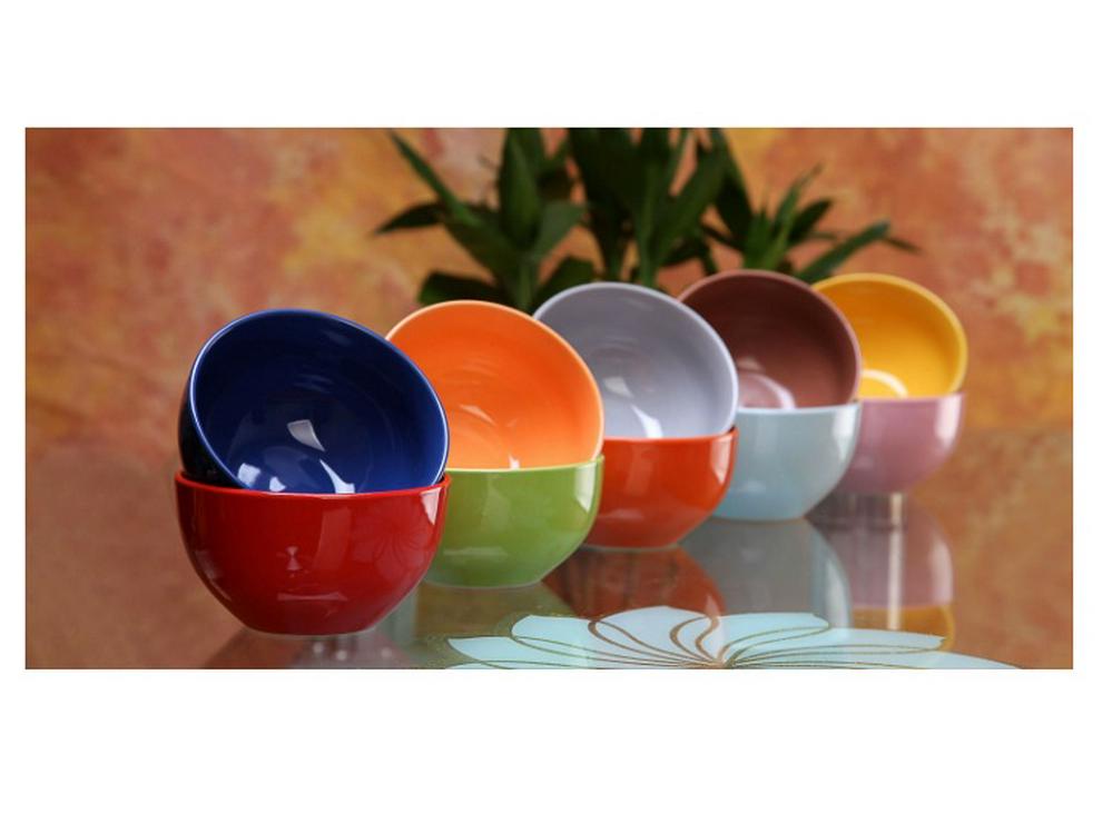 Colorful Large Ceramic Children's Bowl - Creative Underglaze Design for Rice or Porridge