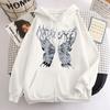 Women's Hooded Zip Up Loose Fit Long Sleeve Printed Butterfly Casual Cardigan Sweatshirt Jacket