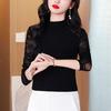 2025 New Early Autumn Black Mesh Top Half Turtle Collar Design Versatile Slim Fit Western Style Bottoming Shirt