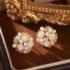 Europäische Retro 3D-Blumenperlen-Zirkon-Ohrstecker für Damen - Elegante, Einzigartige Luxus-Stecker