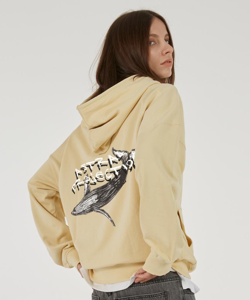 Whale Oversized Drop Shoulder Hoodie_Butter