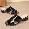 Fashion New Style Fashion Women's Gold Low Heels Sandals Women Summer Square Toe Thick Heeled Slippers Woman Plus Size 43 Outdoor Slides