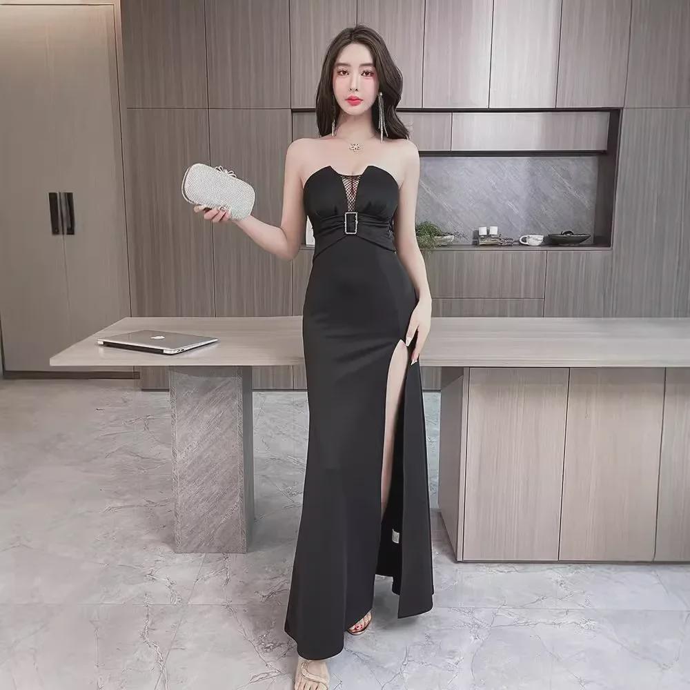 2025 High-End Slim Hollow Tube Top Evening Dress - Sexy, Stylish Nightclub and Banquet Wear