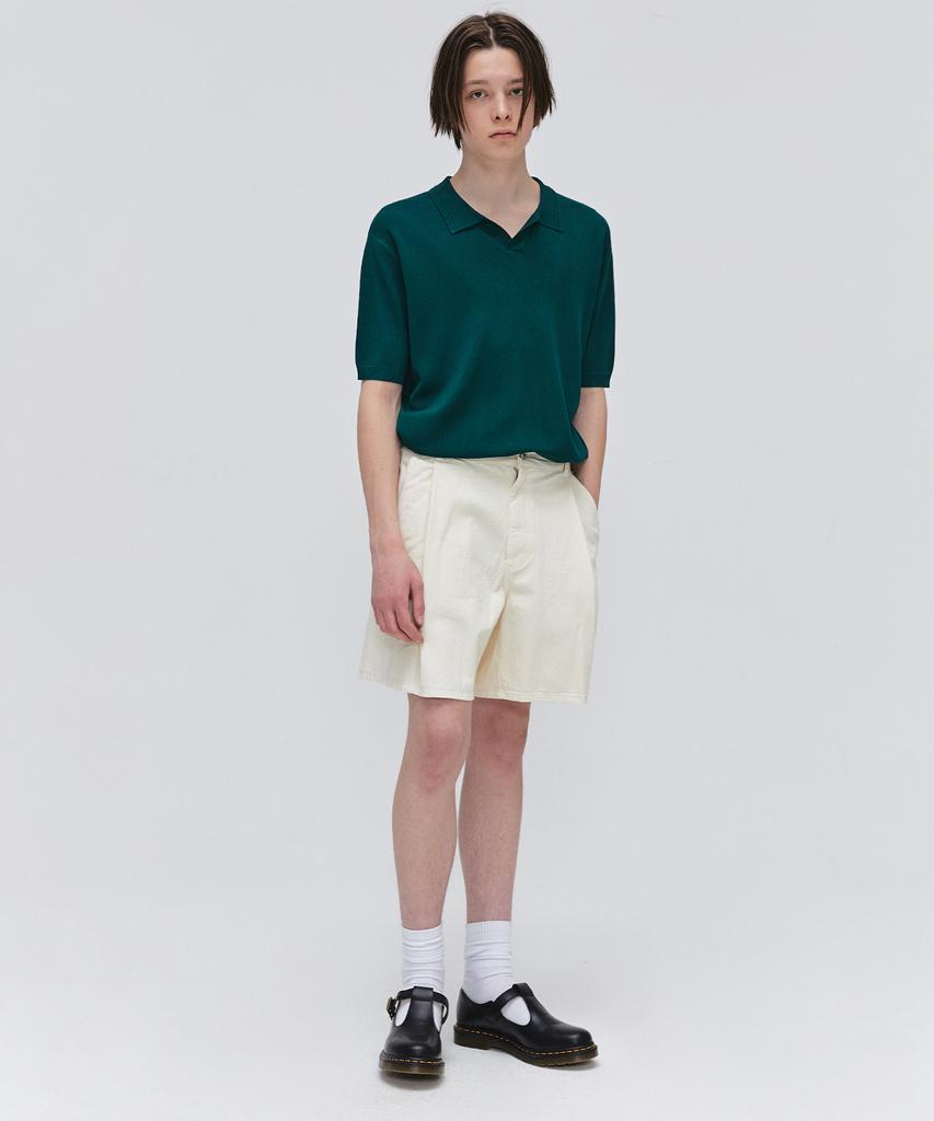 EZIO Open Collar Half Knit_Peacock