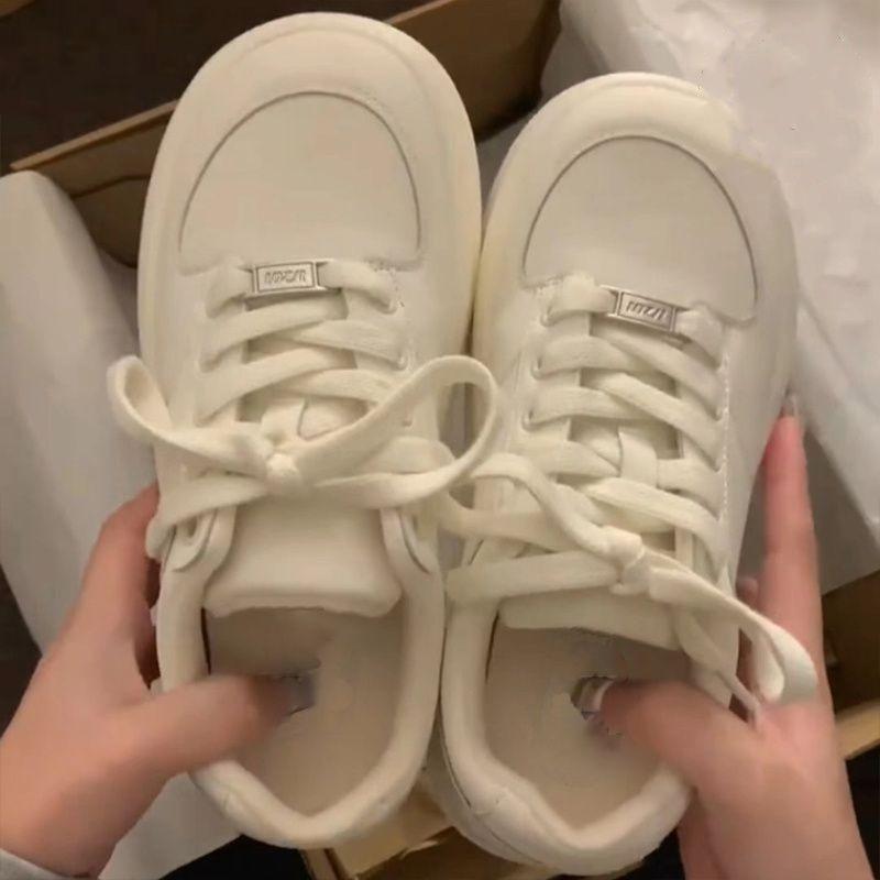 Cream platform shoes children's school versatile sports board shoes casual white shoes women