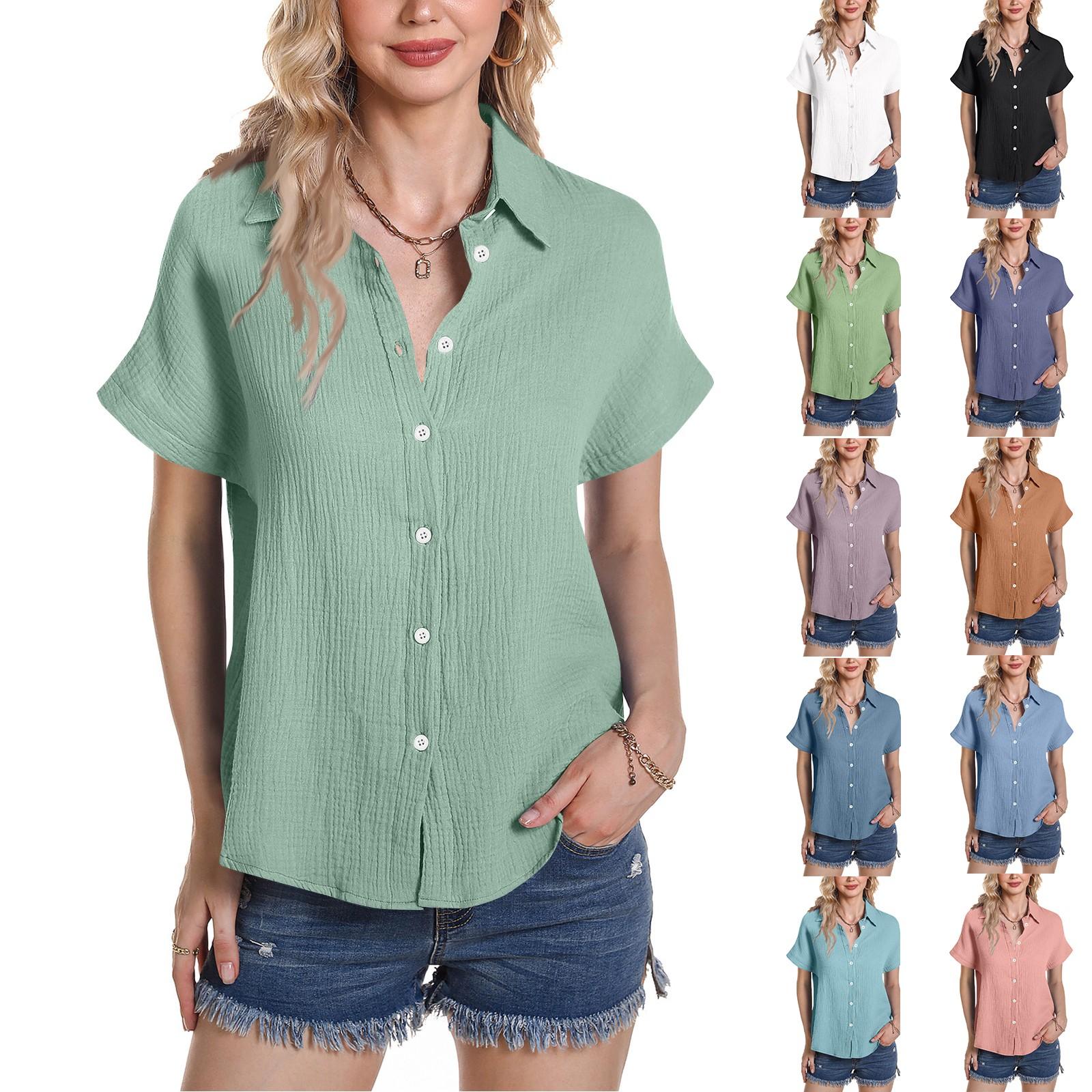 

Women s Solid Color Shirt Short Sleeve Casual Loose Shirt T-shirt S рожевий