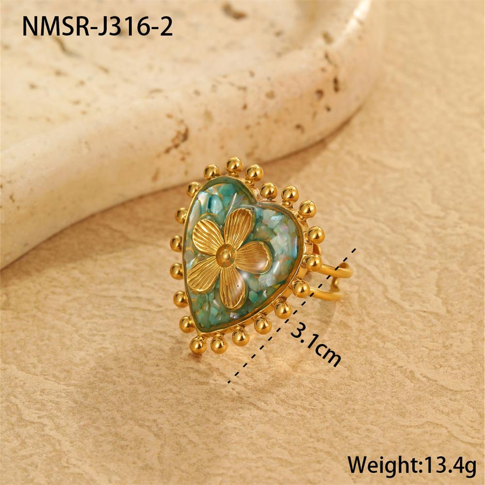

New style high-end oil dripping titanium steel ring stainless steel Gold Color Heart-shaped Flower Rings Women s Jewelry Gifts resizable