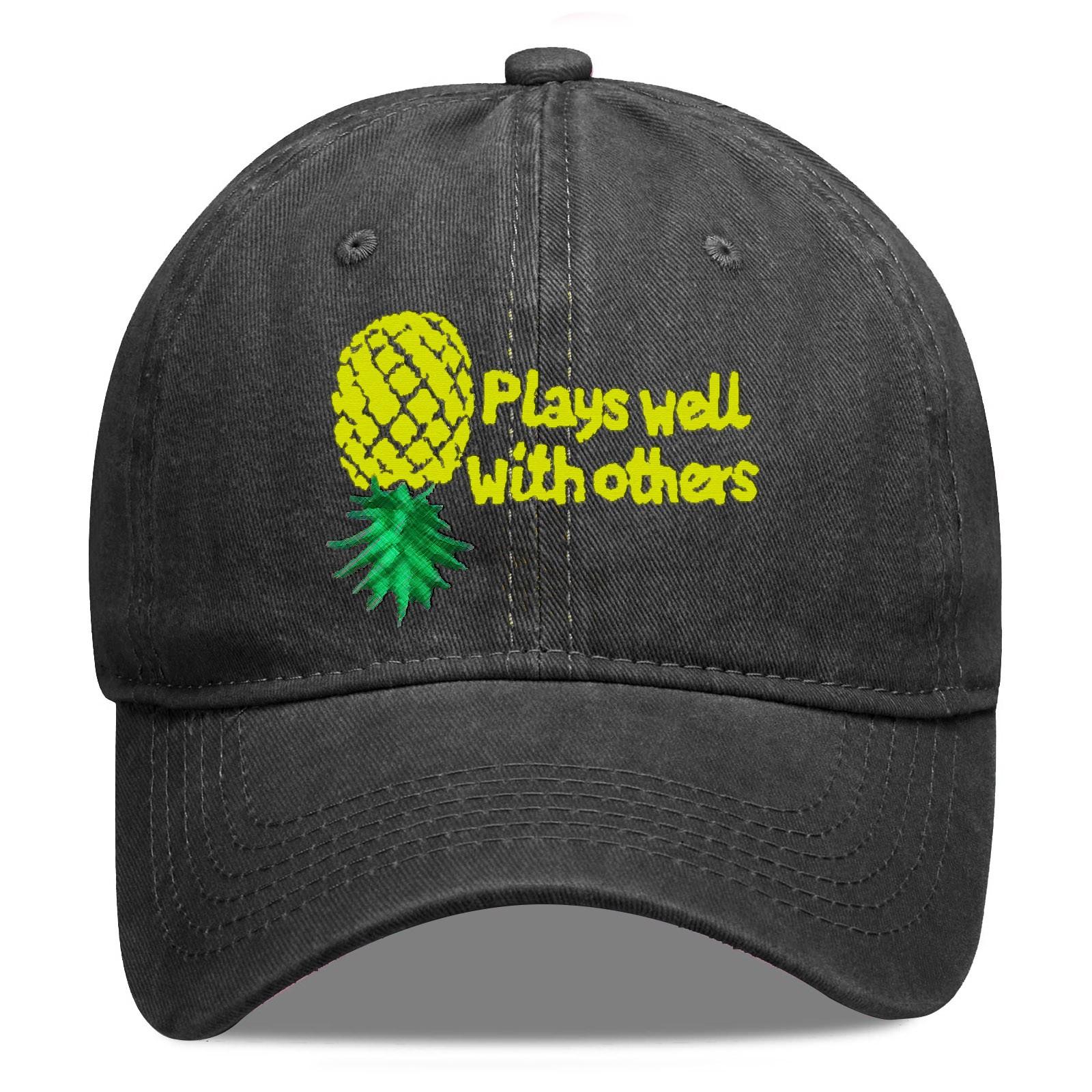 

Унисекс повседневная бейсболка одного размера с принтом ананаса, уличная моющаяся шляпа от солнца One Size чёрный