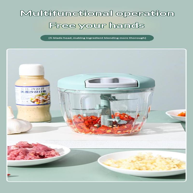 Mini Manual Food Chopper Pull Operated Garlic Mincer Multifunctional Vegetable Cutter for Home Kitchen Use