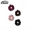 Emis2025 Heart Logo Velvet Scrunchie - Korean Style Women's Hair Accessory