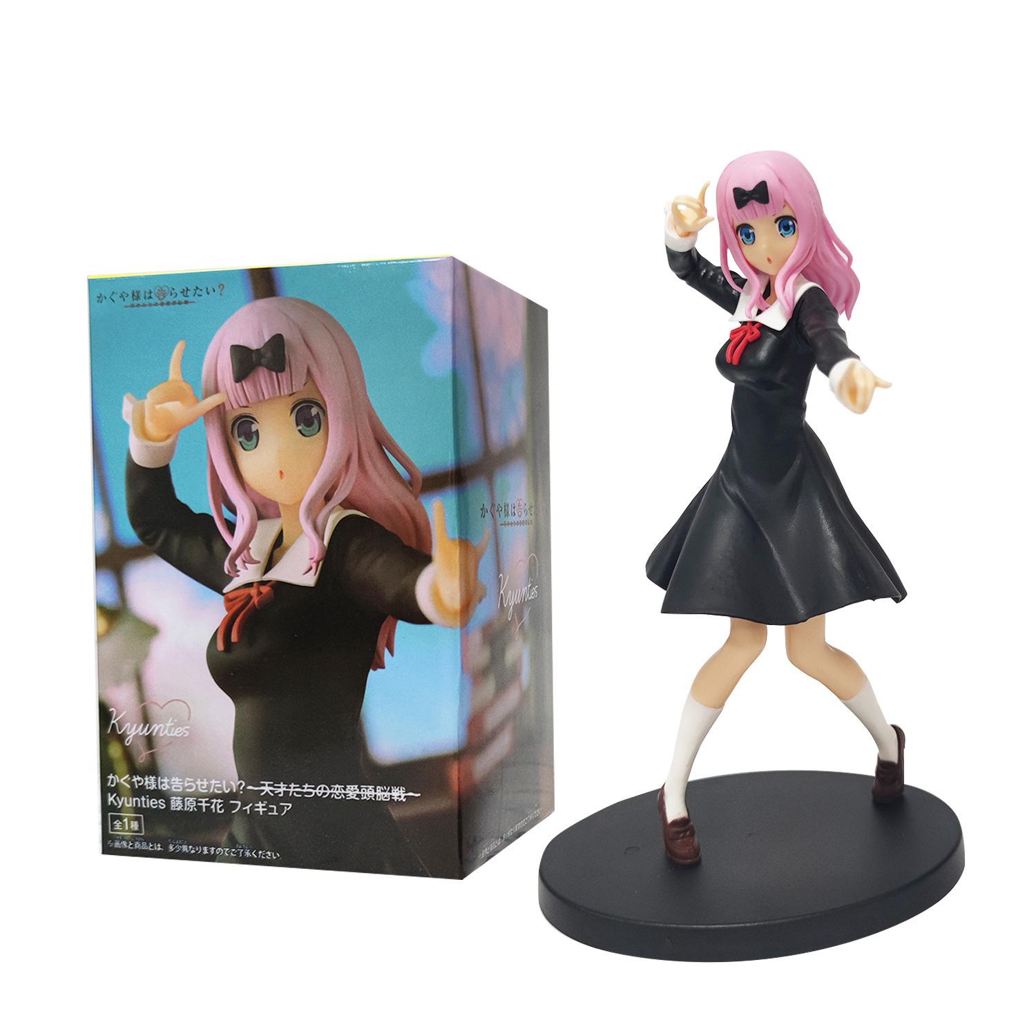 18cm Anime Figure Love is War Fujiwara Chika Shinomiya Kaguya Kawaii Girl Action Doll Collectible Model