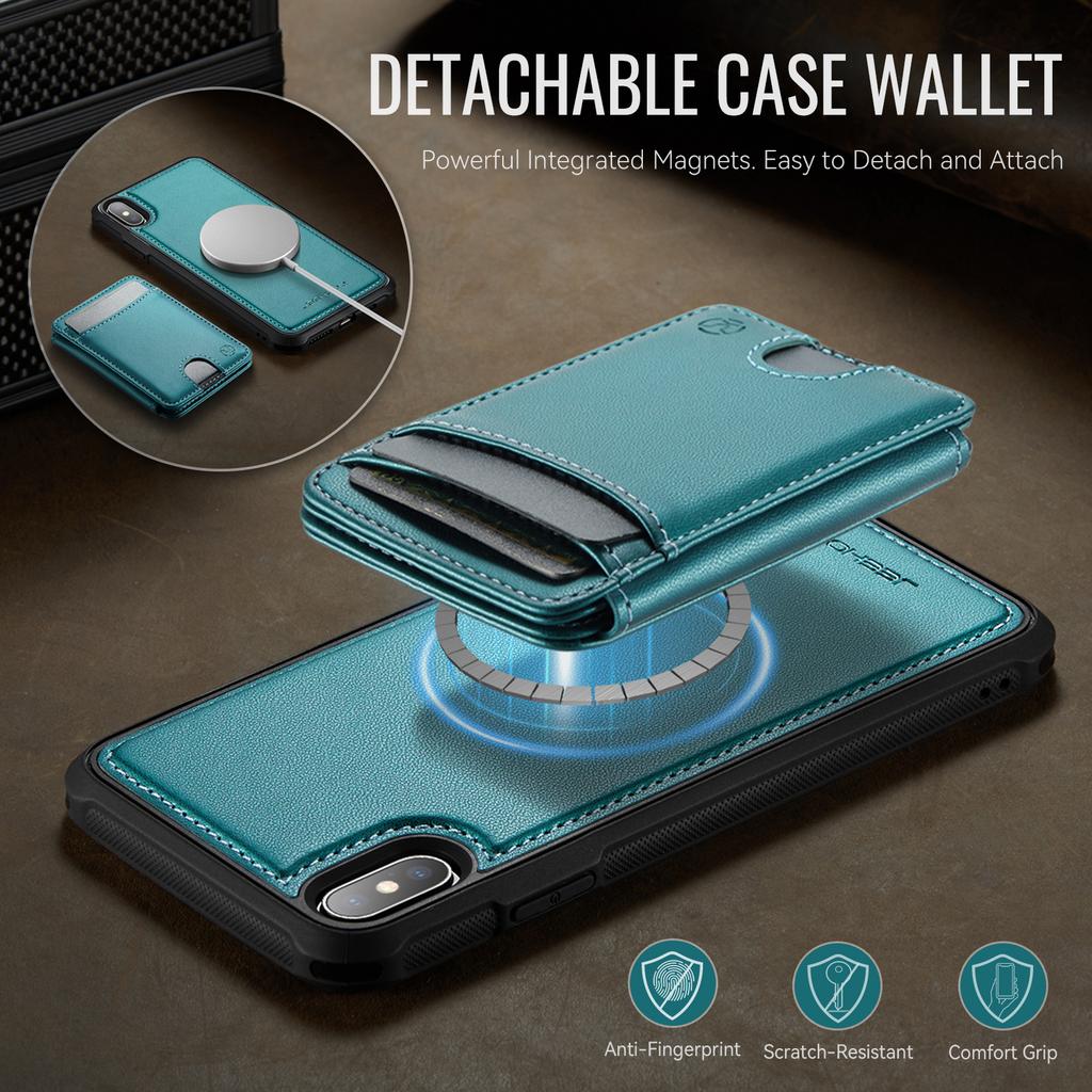 For iPhone XS 5.8 inch/iPhone X Case JEEHOOD J10  Compatible with MagSafe Leather Back Phone Cover with Detachable Card Holder Kickstand