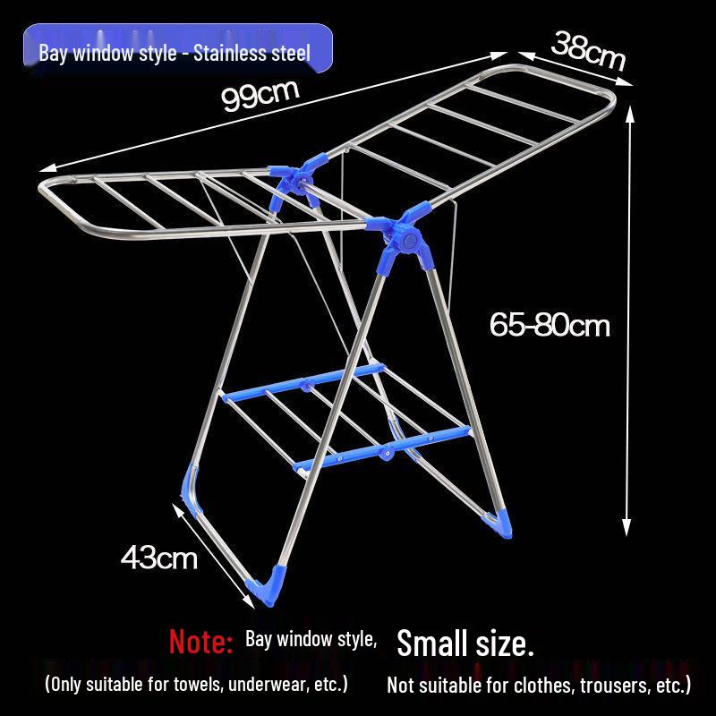 Wing-Shaped Stainless Steel Folding Clothes Rack for Indoor Drying and Storage