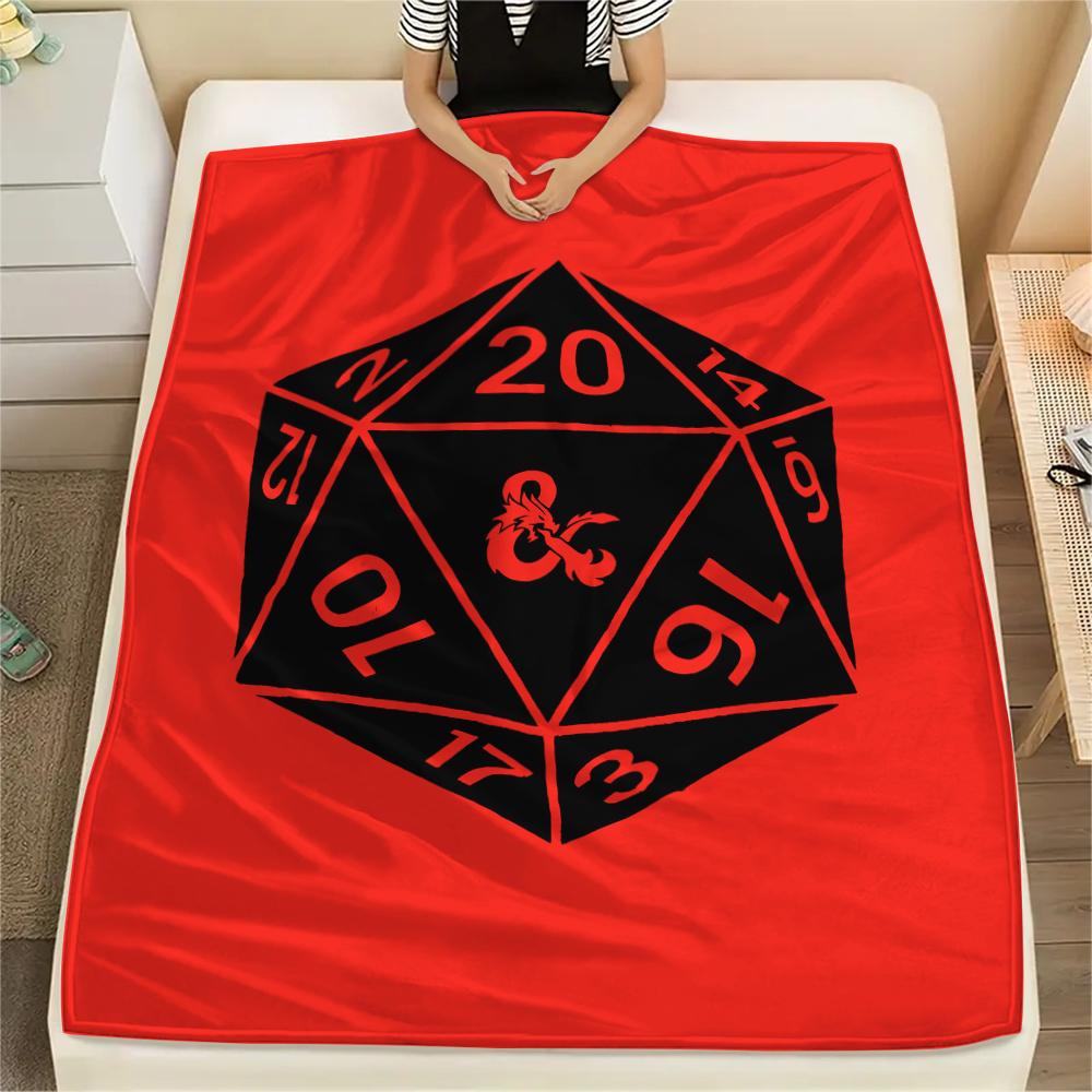 1PC D&D Dungeon and Dragons Print Flannel Blanket, High quality All Seasons, Home Decor, Warmth and Comfort, Perfect for Christmas Gifts