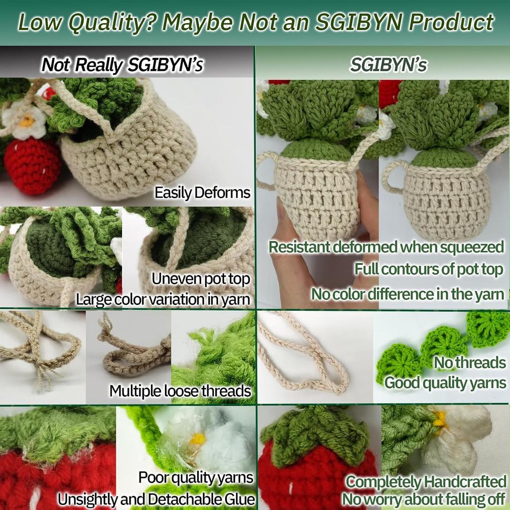 Crochet Hanging Plant for Car,Car Decorations Interior,Plant Strawberry Aesthetic Car Accessories for Women Interior Cute,Car Ornaments Charms for