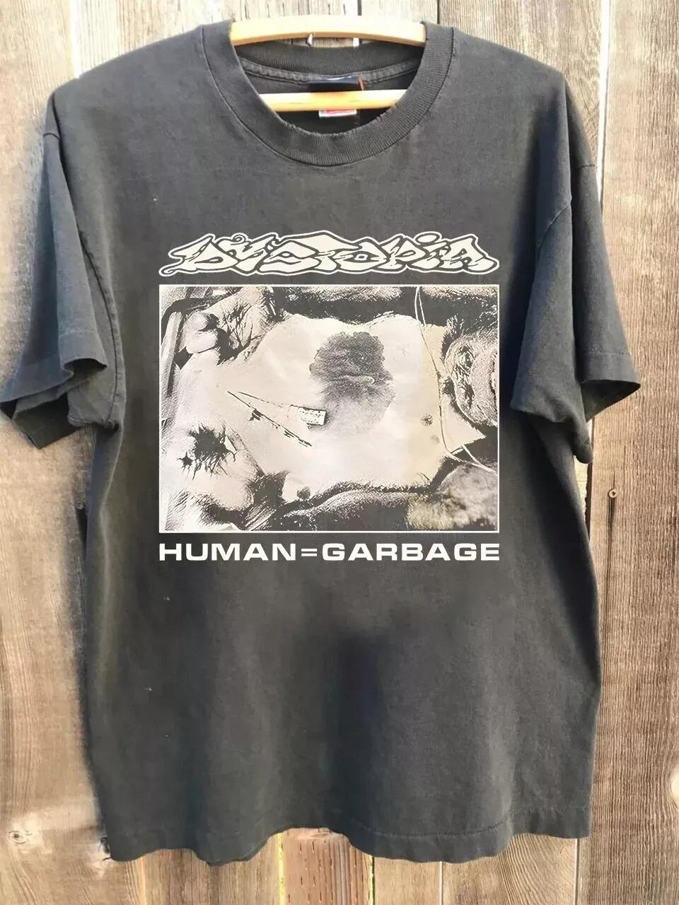 Dystopia Human Garbage Crust Punk Band T Shirt Full Size S-5XL M
