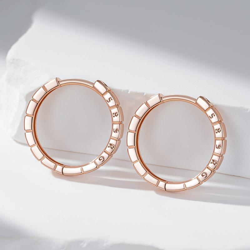Simple Glossy Round Hoop Earrings For Women Fashion  Rose Gold Color Party High Quality Daily Fine Jewelry