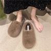Women's Soft Bottom Large Size Thickened Winter Warm Fur One Padded Lining Ankle Boots Non-slip Baotou Cotton Fur Slippers