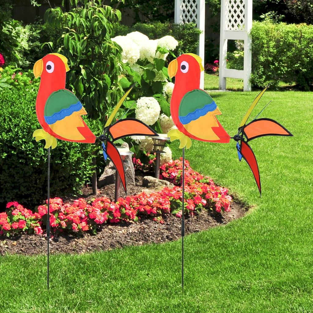 Garten Windräder PVC Papageienförmiger Windspinner für Garten Wetterfeste Windräder Stäbe für Rasen Hof Terrasse