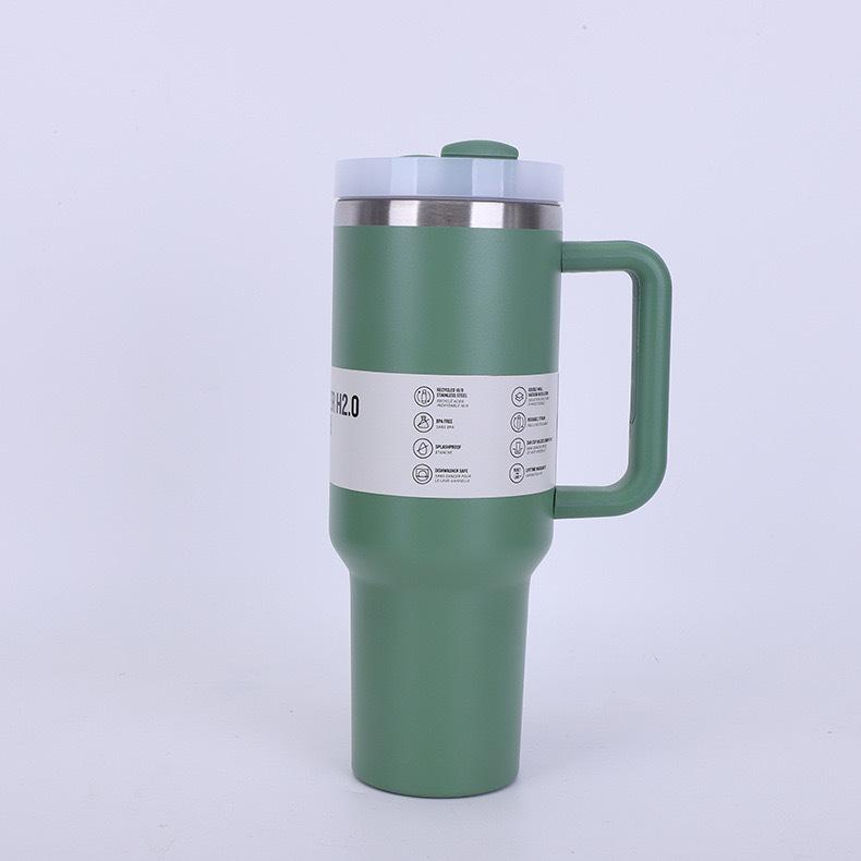 

40 Oz / 1200 Insulated Mug with Handle and Straw, Stainless Steel Tumbler with Spill-proof Lid for Hot or Cold Drinks One Size